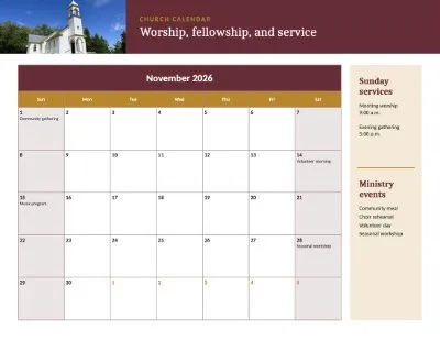 The Church Calendar template