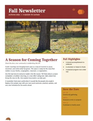 The Fall Newsletter template