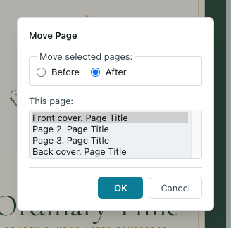 The Move Page dialog